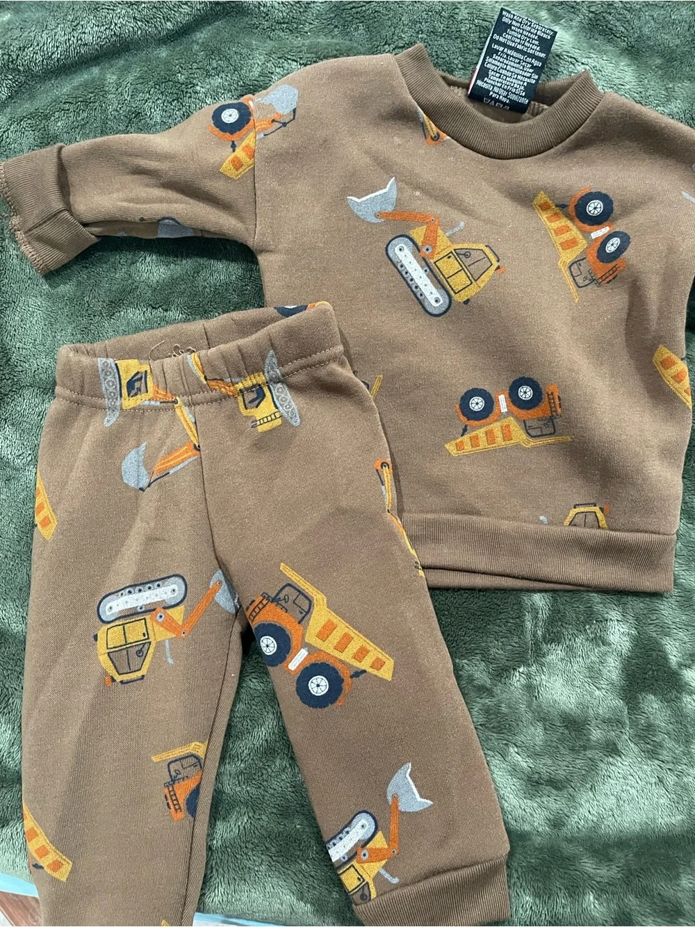 Brown Toddler Construction Sweatshirt & Pants Set